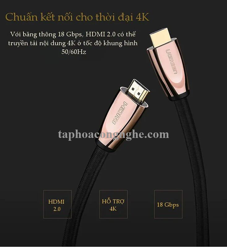 Ugreen 30604 3M Cáp HDMI 2.0 hỗ trợ 3D 4K Ethernet vỏ nilon bện HD110 30030604